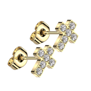 Boucles doreilles sans tige plaquées or croix...