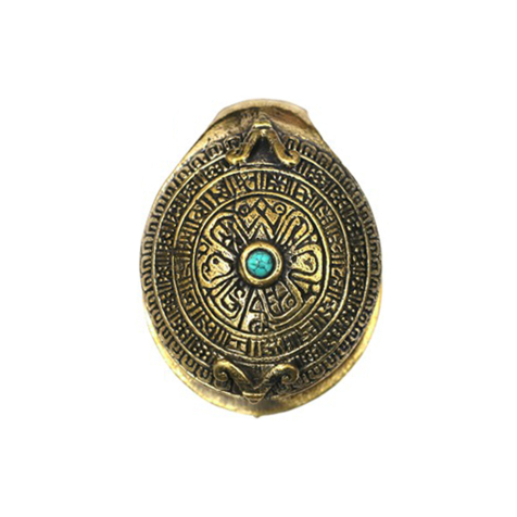 Ear weight keyhole gold-plated ball with onyx and turquoise stone