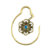 Earweight ring gold-plated circle flower with blue opal