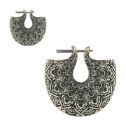 Boucle doreille Assiette Mandala Fleur gravée en...