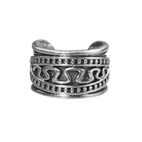 Ear Cuff argent serpent entre deux lignes pointillées