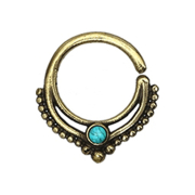 Micro piercing ring gold-plated ball rim with turquoise...