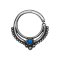 Micro piercing ring silver ball rim with blue opal