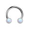 Micro Threadless Circular Barbell silber mit zwei Zylindern silber front Opal weiss