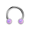 Micro Threadless Circular Barbell silver with two cylinders silver front opal violet