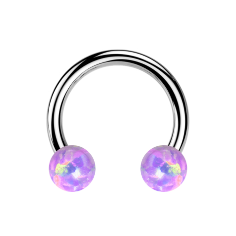 Micro Threadless Circular Barbell silber mit zwei Opale violett