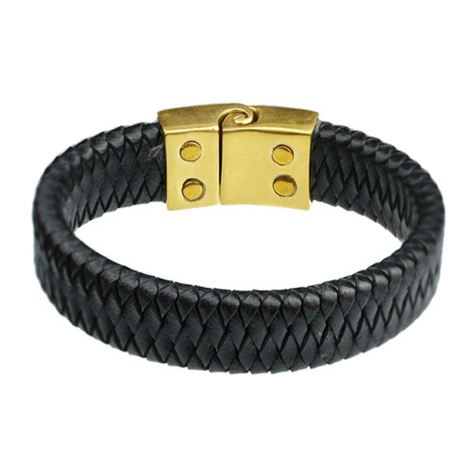 Leather bracelet black braided rhombus