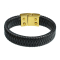 Leather bracelet black braided rhombus