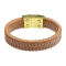 Leather bracelet light brown braided rhombus