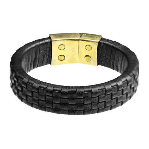 Lederarmband schwarz geflochten Karo