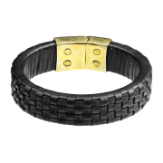 Lederarmband schwarz geflochten Karo