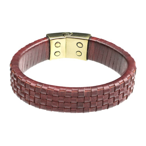 Lederarmband burgund geflochten Karo