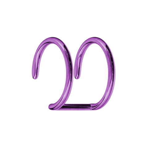 Faux Ear Cuff violet avec 2 anneaux avec couche de titane