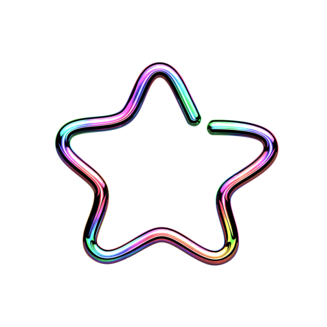 Micro piercing anneau étoile coloré avec couche de titane