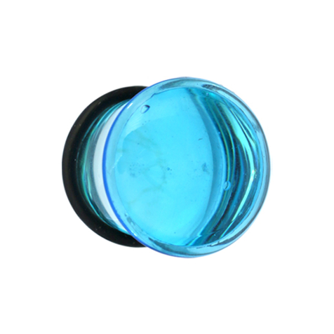 Flared plug aqua made of glass with O-ring