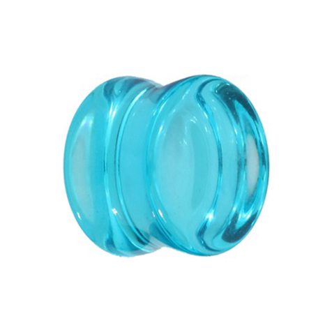 Flared plug concave aqua made of glass
