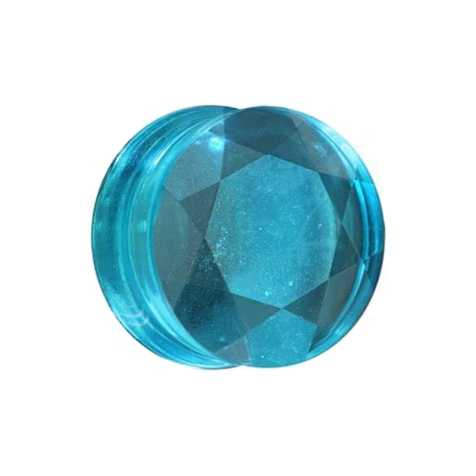Flared Plug à facettes aqua en verre