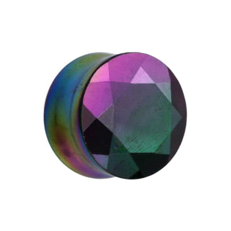 Flared plug faceted colored glass