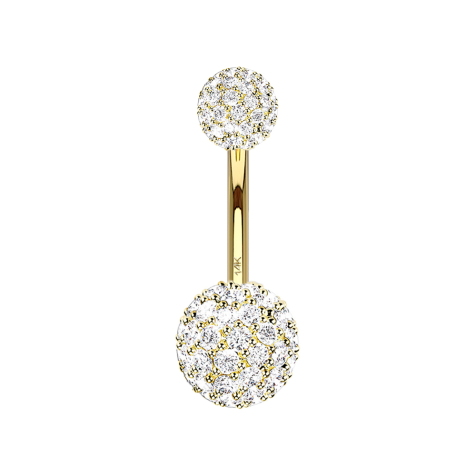 Banana in oro 14k con due sfere di cristallo in argento