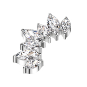 Dermal Anchor silber Fächer mit sieben Kristallen...