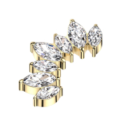 Dermal Anchor vergoldet Fächer mit sieben Kristallen...