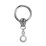 Micro Closure Ring argent tête de mort avec menottes