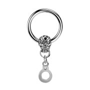 Closure Ring argent tête de mort avec menottes