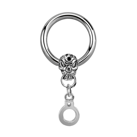 Closure Ring silber Totenkopf mit Handschelle
