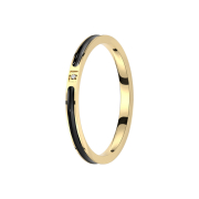 Ring vergoldet mittig schwarzes emaille und Kristall silber