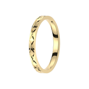 Gold-plated ring with criss-cross grooves