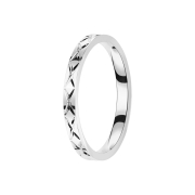 Ring silver criss-cross grooved
