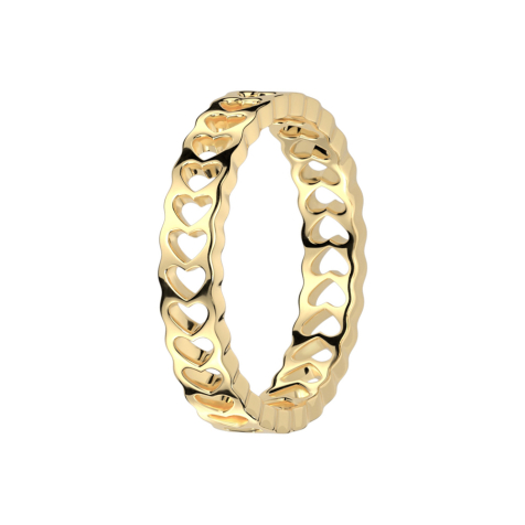 Ring gold-plated hearts perforated