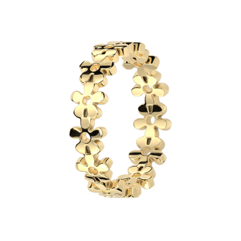 Bague plaquée or fleurs connectées