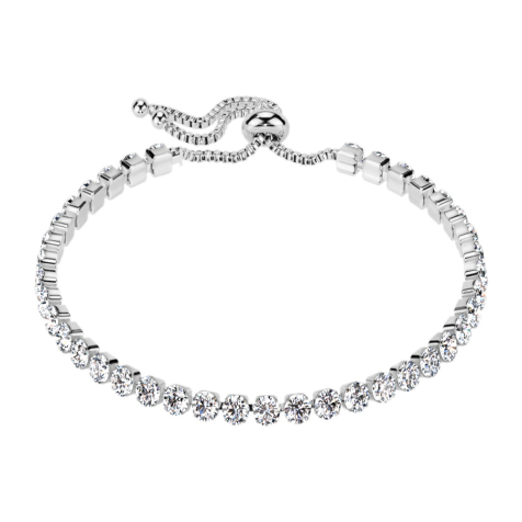 Chaîne réglable argentée avec cristaux argentés