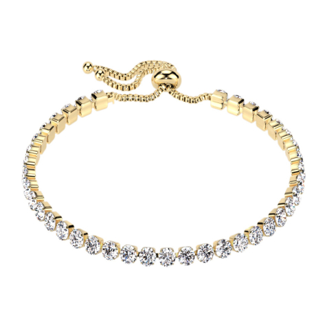 Kette Verstellbar vergoldet mit Kristallen silber