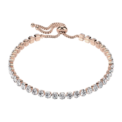 Chaîne ajustable rose doré avec cristaux argentés