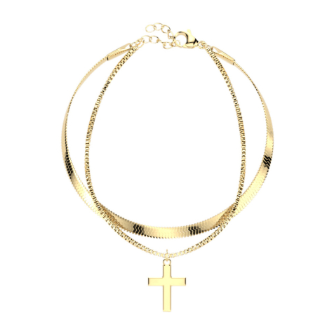 Chaîne plaquée or serpent et boîte avec pendentif croix