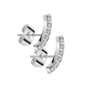 Stud earrings silver bow with crystals silver