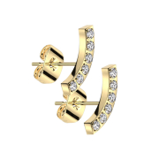 Ohrstecker vergoldet Bogen mit Kristallen silber