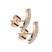 Orecchini con fiocco in oro rosa e cristalli argentati