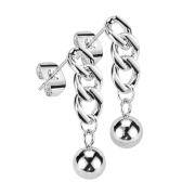 Orecchini pendenti in argento con catena a maglie con...