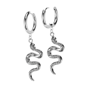 Boucles doreilles argent pendentif serpent