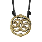 Collier noir pendentif doré deux serpents