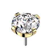 Threadless gold-plated with crystal silver setting