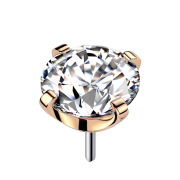 Threadless rose gold with crystal silver setting