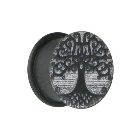 Flesh Plug noir arbre de vie