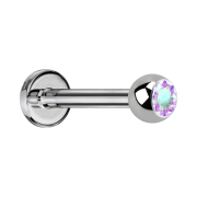 Labret silber mit Kugel Kristall multicolor