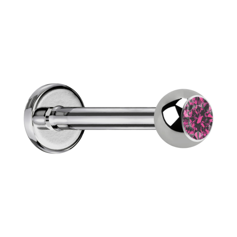 Labret silber mit Kugel Kristall pink