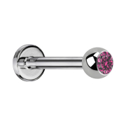 Labret silber mit Kugel Kristall pink