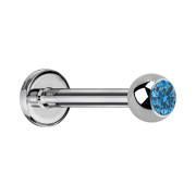 Labret silber mit Kugel Kristall aqua